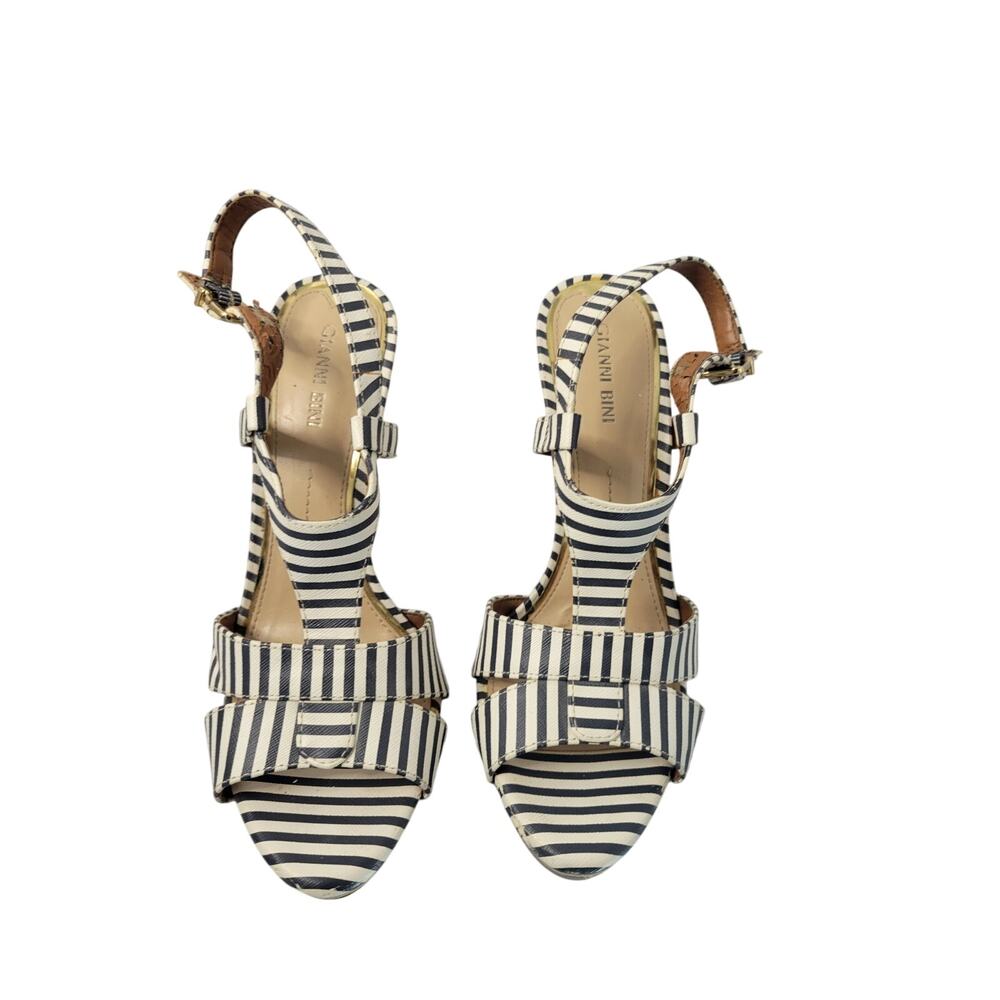 Gianni Bini Navy & White Striped Slingback Platform Heels – Size 8